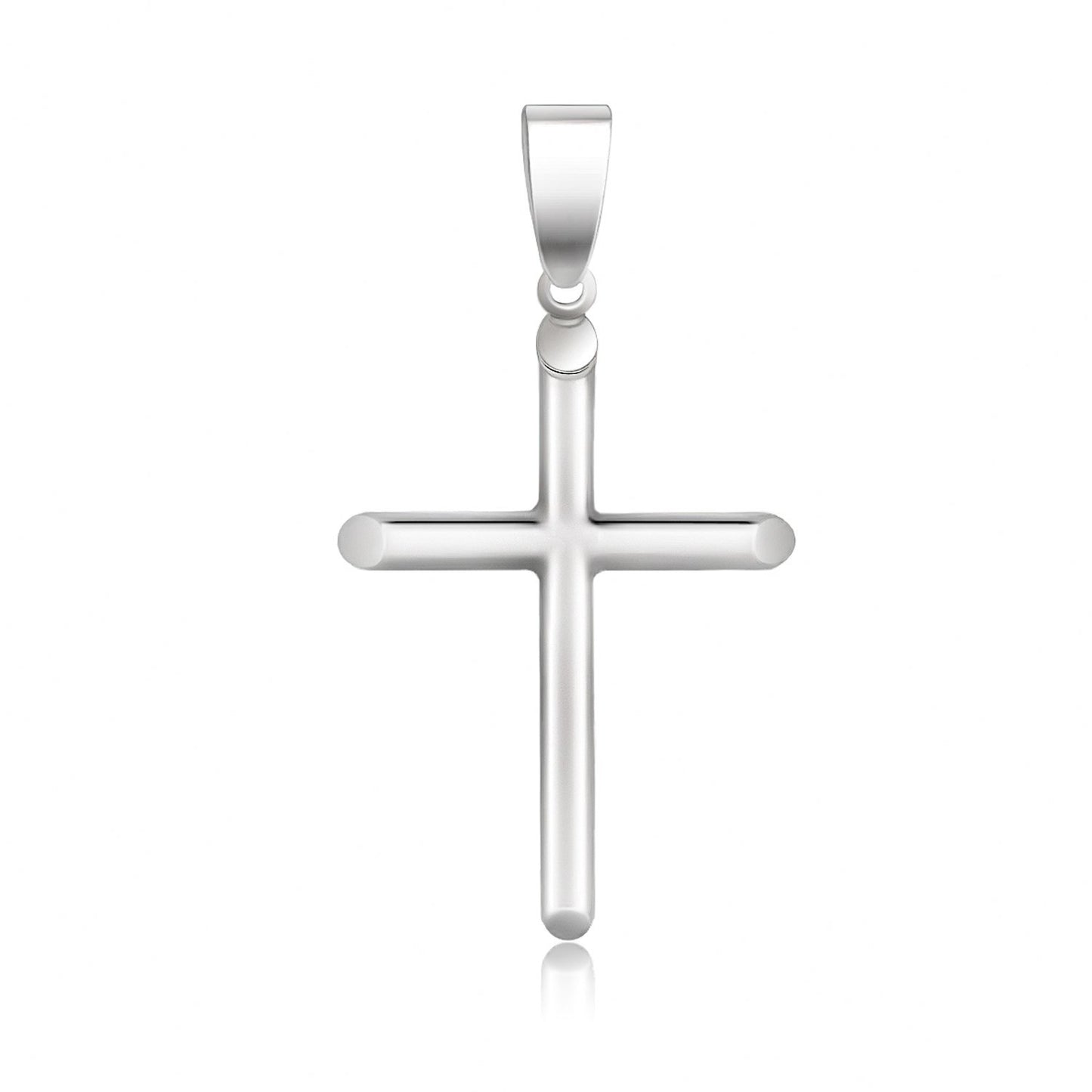 14k White Gold Slim Cross With Tapered Ends Pendant - White Gold